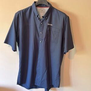 G.H. Bass & Co Short Sleeve Button Up Shirt Men L Dark Navy almost black XL